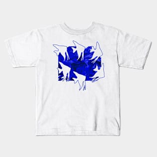 Currents Liquid Abstract Blue Angelfish Silhouette Kids T-Shirt